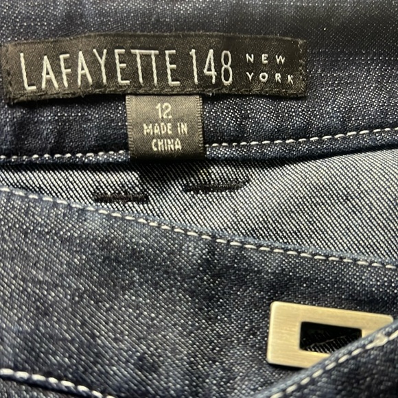 Lafayette 148 New York Toggle Closure Denim Skirt - Picture 4 of 6